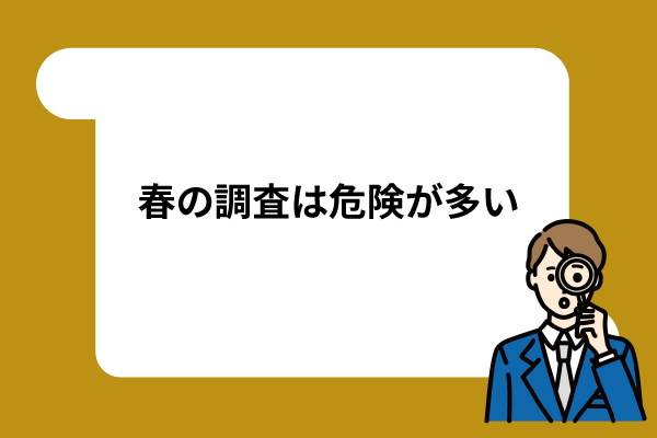 春の調査は危険が多い