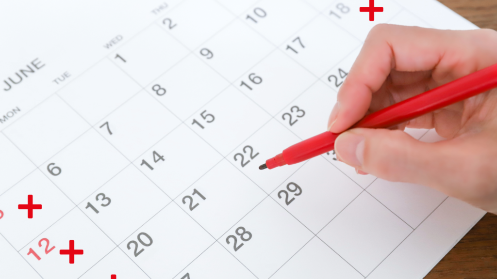 土日に×印の付いたカレンダー